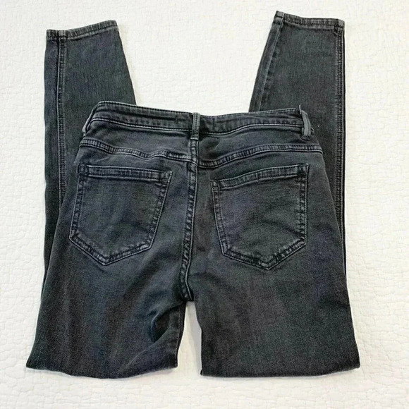 Free People Skinny Faded Black Jeans Button Fly - Picture 4 of 4